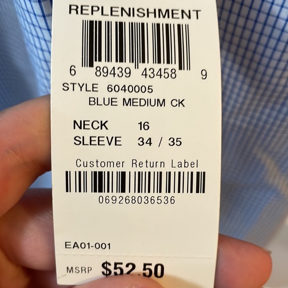 NWT Alfani fitted performance blue grid pattern button down shirt - Picture 5 of 5